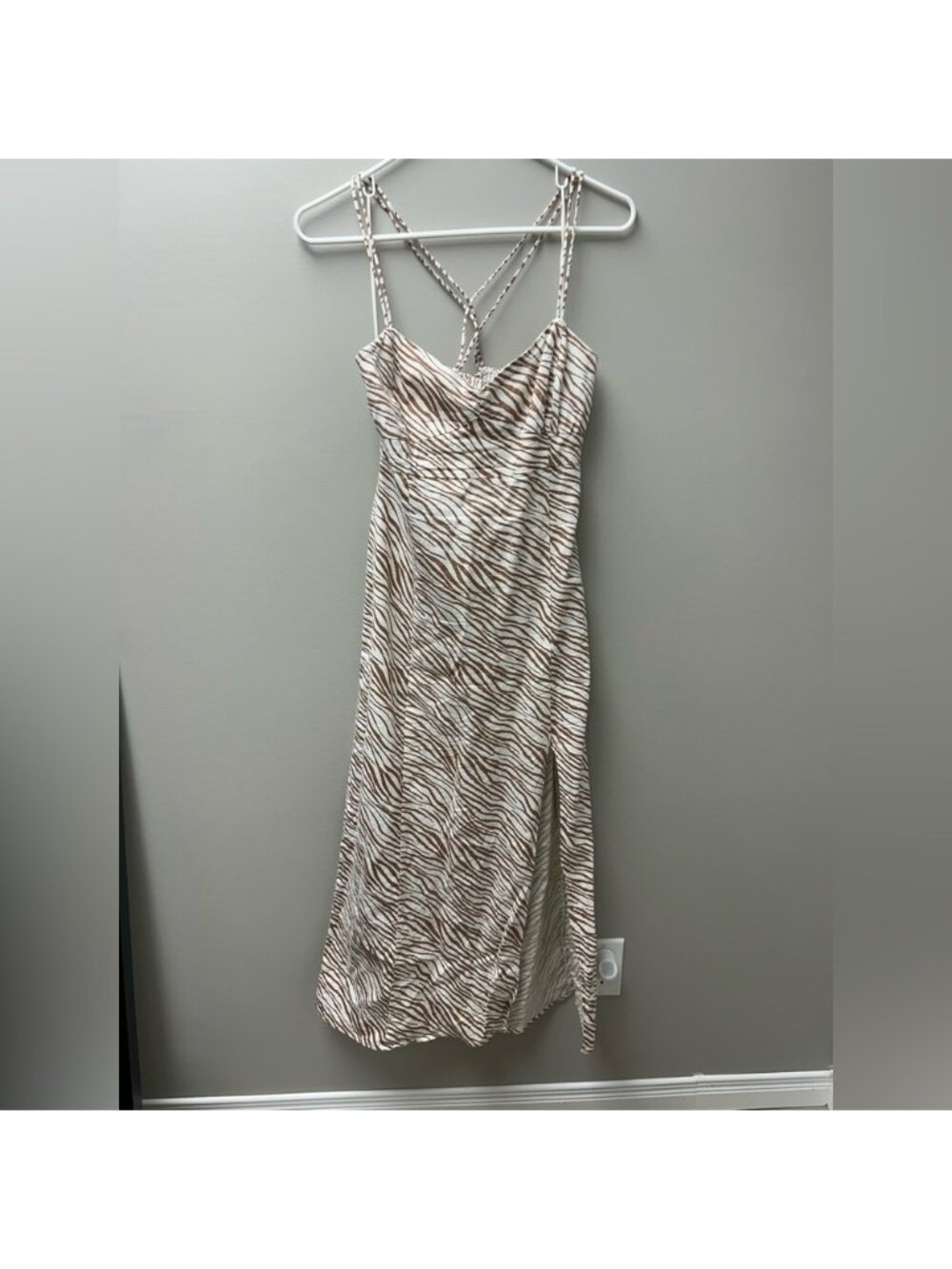 Zara Linen Blend Animal Print Maxi Dress - Picture 1 of 6